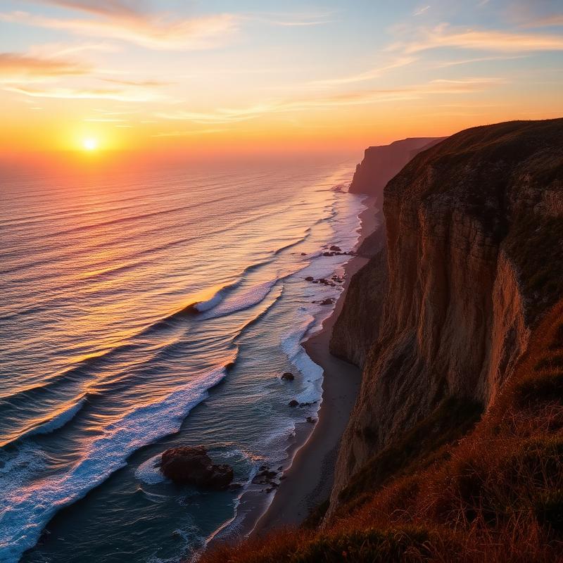 California coastal cliffs at sunset