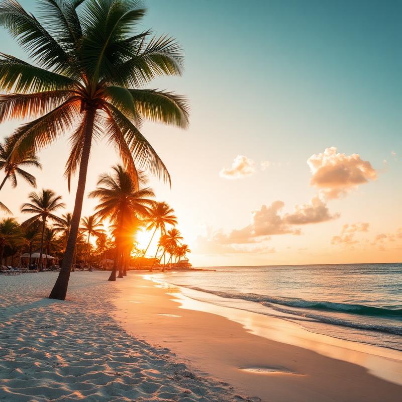 Tropical Florida beach at golden hour